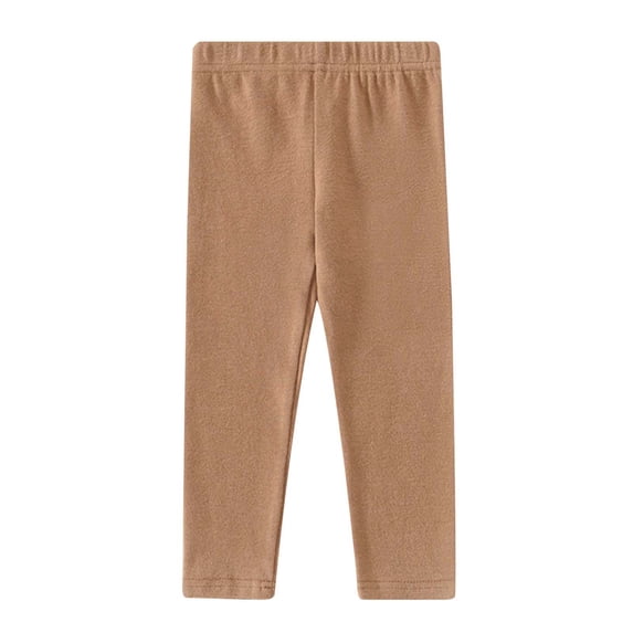 Kiijoy Girls Cotton Leggings Casual Skinny Fit Stretch Pull On Pants, Khaki, Sizes 0-8