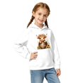 thumbnail image 1 of Kiijoy Girls Cute Cow Hoodie Casual Graphic Long Sleeve Pullover Sweatshirt, White, 1 of 4