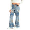 thumbnail image 1 of Kiijoy Girls Cute Denim Flared Pants Casual Elastic Waist Trousers, Sizes 2-12, 1 of 8