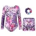 thumbnail image 1 of Kiijoy Girls Dance Gymnastics Stage Outfits Long Sleeve Leotard Shorts 2Pcs Set, Sizes 4-16, 1 of 8
