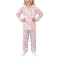 thumbnail image 1 of Kiijoy Girls Easter Outfit Rabbit Print Long Sleeve Button Shirt Pants Loungewear Set, Sizes 8-9, 1 of 3