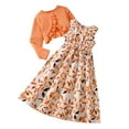 thumbnail image 1 of Kiijoy Girls Fall Outfits Ruffle Long Sleeve Cardigan Floral Tank Dress Set, Sizes 7-8, 1 of 8