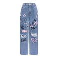 thumbnail image 1 of Kiijoy Girls Fashion Graphic Ripped Jeans High Waisted Loose Denim Pants, Blue, Sizes 7-12, 1 of 5