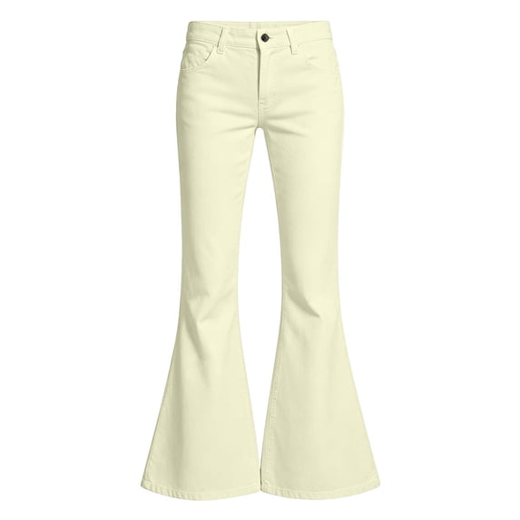 Kiijoy Girls Flare Pants Casual Everyday Solid Mid Rise Pants with Pockets, Sizes 5-6