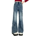 thumbnail image 1 of Kiijoy Girls Flared Jeans Casual Elastic Waist Slim Fit Stretch Denim Pants, Sizes 4-14, 1 of 4