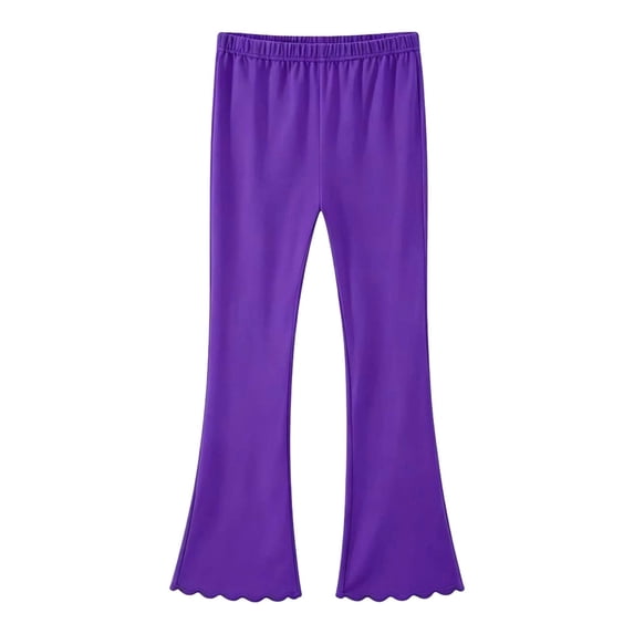 Kiijoy Girls Flared Leggings Pants Casual Solid Stretch Ruffle Pants, Sizes 4-16