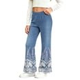 thumbnail image 1 of Kiijoy Girls Flared Pants Floral Print Elastic Waist Relaxed Fit Pants, Sizes 2-12, 1 of 8