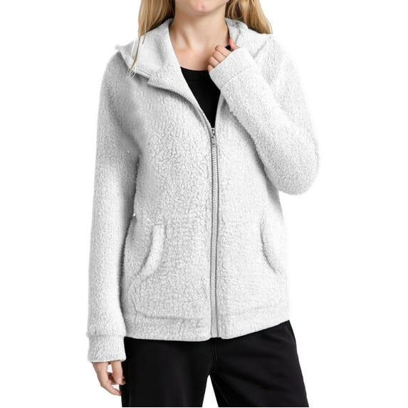 Kiijoy Girls Hooded Jacket Winter Warm Fuzzy Outerwear Solid Casual Coat, Sizes 5-6
