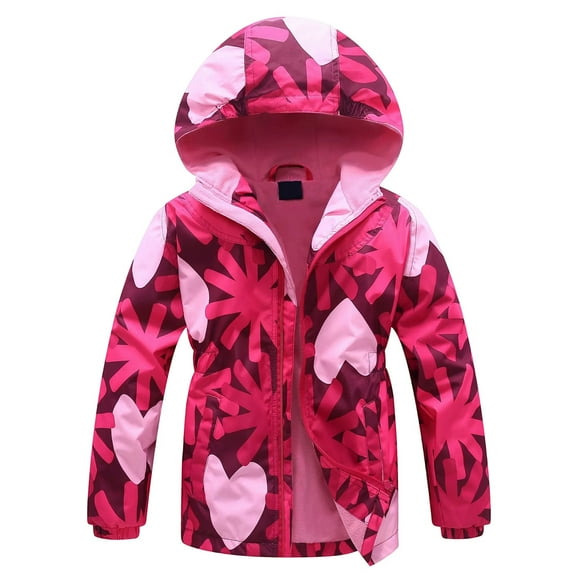 Kiijoy Girls Trench Coat Outdoor Windbreaker Outerwear Winter Jacket, Sizes 2-3