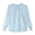 thumbnail image 1 of Kiijoy Girls Flocked Mesh Ruffle Blouse Long Sleeve Shirt with Elastic Cuffs, Sizes 9-10, 1 of 4