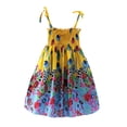 thumbnail image 1 of Kiijoy Girls Floral Bohemian Dress Summer Smocked Tie-Shoulder Beach Dress, Sizes 6-7, 1 of 3