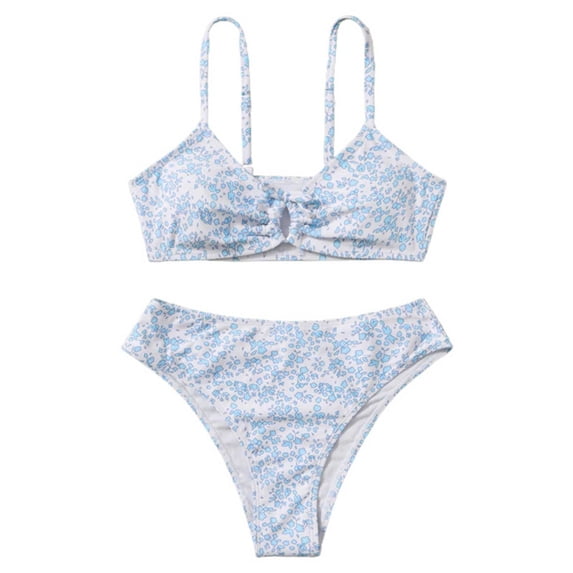 Kiijoy Girls Floral High Waist Bikini Set Beach Swimsuit Quick Dry Bathing Suits