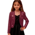 thumbnail image 1 of Kiijoy Girls Formal Sparkly Sequin Suit Jacket Party Dressy Cardigan Blazer, 11-12 Years, 1 of 6