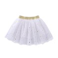 thumbnail image 1 of Kiijoy Girls Glitter Star Tutu Skirt Ballet Dance A Line Tulle Skirt, White, Size 1-10, 1 of 3