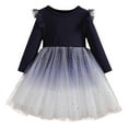 thumbnail image 1 of Kiijoy Girls Glitter Starry Long Sleeve Tutu Dress Birthday Party Princess Dress, Navy, 1 of 4