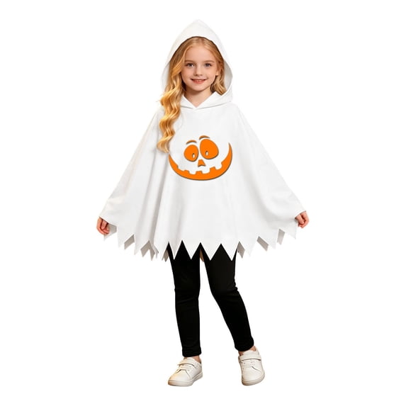 Kiijoy Girls Halloween Cute Graphic Hooded Cape Top Pants Two Piece Outfits, Sizes 0-9