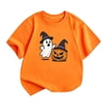 thumbnail image 1 of Kiijoy Girls Halloween Graphic T Shirt Cute Cartoon Short Sleeve Tshirt Top, Orange, Sizes 9-10, 1 of 3