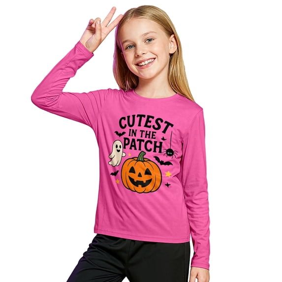 Kiijoy Girls Halloween Long Sleeve T Shirt Kids Cotton T-Shirt Top, Sizes 2-13