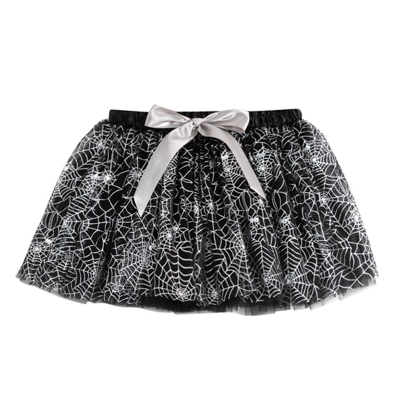 Kiijoy Girls Halloween Party Ballet Skirt Kids Holiday Dance Tutu Skirts, Black