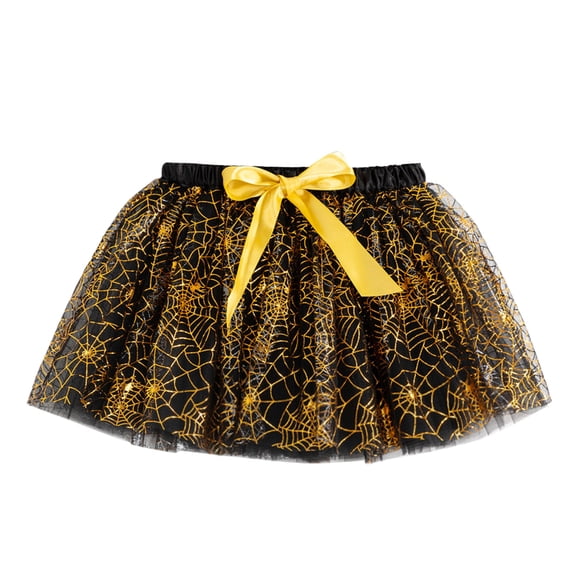 Kiijoy Girls Halloween Party Ballet Skirt Kids Holiday Dance Tutu Skirts, Yellow