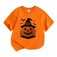 thumbnail image 1 of Kiijoy Girls Halloween Pumpkin T-Shirt Cotton Short Sleeve Crew Neck T Shirt, Sizes 10-11, 1 of 3