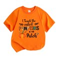 thumbnail image 1 of Kiijoy Girls Halloween Short Sleeve Tshirt Pumpkin Letter Graphic Tee, Orange, Sizes 2-13, 1 of 3