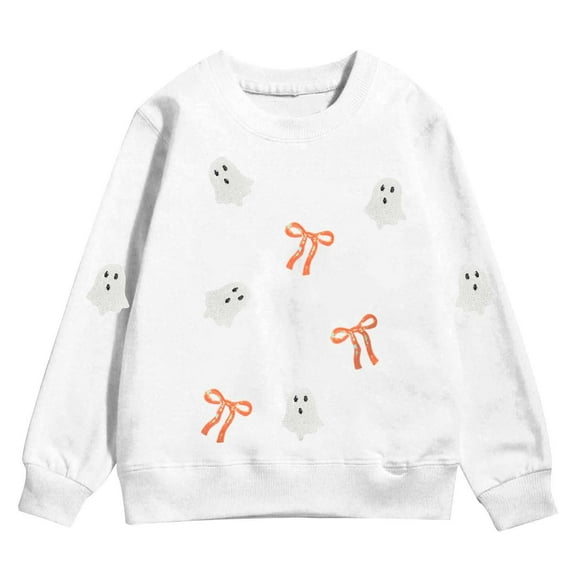 Kiijoy Girls Halloween Sweatshirt Cute Casual Long Sleeve Pullover Sweatshirt, Sizes 7-8