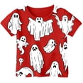 thumbnail image 1 of Kiijoy Girls Halloween T-Shirt Ghost Print Short Sleeve T Shirt Top, Red, Sizes 1-13, 1 of 2