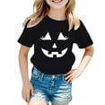 thumbnail image 1 of Kiijoy Girls Halloween T Shirt Short Sleeve Pumpkin Graphic T-Shirt for Kids, Sizes 2-3, 1 of 4