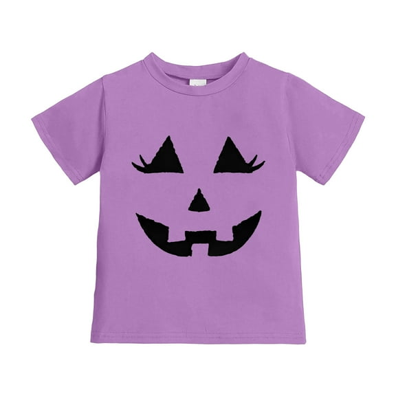 Kiijoy Girls Halloween T Shirt Short Sleeve Pumpkin Graphic T-Shirt for Kids, Sizes 3-4