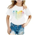 thumbnail image 1 of Kiijoy Girls Heart Print Short Sleeve T-Shirt Summer Casual Crew Neck T Shirt, Sizes 2-14, 1 of 4
