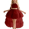 thumbnail image 1 of Kiijoy Girls High Low Party Dress Sleeveless Ruffle Mesh Layered Dress Pageant Gown, Sizes 18-24 Months, 1 of 4