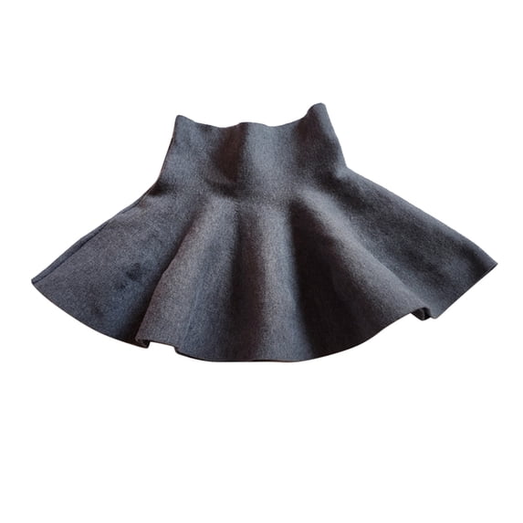 Kiijoy Girls' High Waist Knitted Flared Skirts Casual Cotton Stretch Skirt, Grey