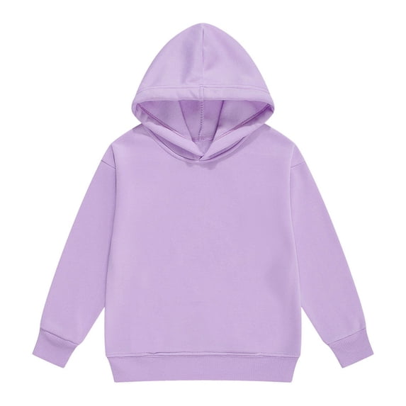 Kiijoy Girls Hoodie Unisex Long Sleeve Hooded Sweatshirt Pullover Top, Purple, 8-9 Years