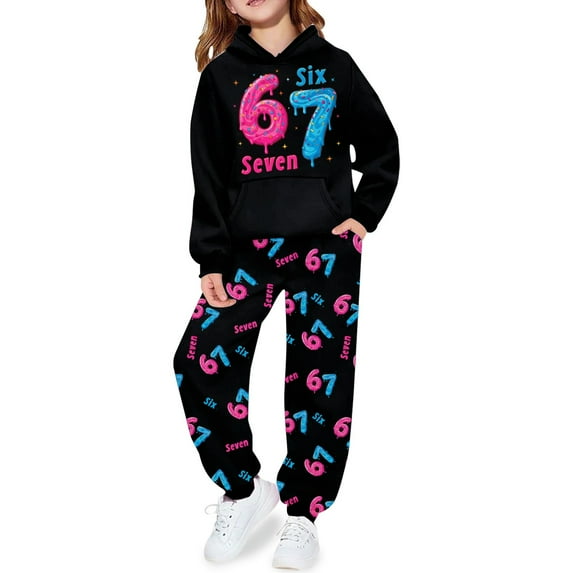Kiijoy Girls' Hoodie and Jogger Pants Set Hooded Sweatshirt Sweatpants Tracksuit, Sizes 2-3T