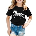 thumbnail image 1 of Kiijoy Girls Horse Print Graphic Tee Summer Casual Short Sleeve O-Neck T Shirt, Sizes 3-13, 1 of 3