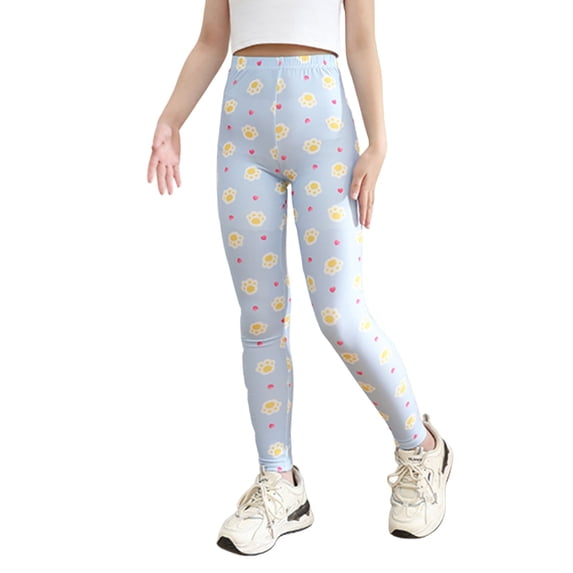 Kiijoy Girls Leggings High Rise Stretch Tights Casual Athletic Workout Pants, Sizes 5-6