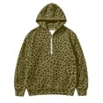 thumbnail image 1 of Kiijoy Girls Leopard Hoodie Half Zip Loose Pullover Sweatshirt, Sizes 1-16, 1 of 2