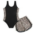 thumbnail image 1 of Kiijoy Girls Leopard One-Piece Swimsuit with Shorts UPF 50+ Bathing Suit Swimwear, 1 of 8