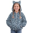 thumbnail image 1 of Kiijoy Girls Leopard Print Fleece Coat Zip Up Cat Ears Hooded Jacket Outerwear, Sizes 2-14, 1 of 4