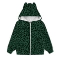 thumbnail image 1 of Kiijoy Girls Leopard Print Fleece Coat Zip Up Cat Ears Hooded Jacket Outerwear, Sizes 2-14, 1 of 4