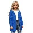 thumbnail image 1 of Kiijoy Girls Long Jacket Hooded Outerwear Coat with Pocket, Blue, 5-6 Years, 1 of 5