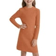 thumbnail image 1 of Kiijoy Girls Long Sleeve Bodycon Dress Solid Slim Fit Stretchy Knit Dress, Sizes 11-12, 1 of 4