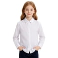 thumbnail image 1 of Kiijoy Girls Long Sleeve Dress Shirt Formal Classic Solid Button Down Shirt Top, 1 of 4