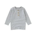 thumbnail image 1 of Kiijoy Girls Long Sleeve Henley T-Shirt Ribbed Knit Casual Pullover T Shirt, Sizes 18-24M, 1 of 3