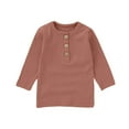 thumbnail image 1 of Kiijoy Girls Long Sleeve Henley T-Shirt Ribbed Knit Casual Pullover T Shirt, Sizes 3-6M, 1 of 3