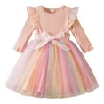 thumbnail image 1 of Kiijoy Girls Long Sleeve Rainbow Mesh Dress Shiny Tulle Tutu Princess Dress, Sizes 6M-5T, 1 of 8