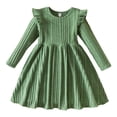 thumbnail image 1 of Kiijoy Girls Long Sleeve Ribbed Knit Dress Cotton Soft Stretch A Line Dress, Sizes 2-7, 1 of 8