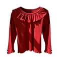 thumbnail image 1 of Kiijoy Girls Long Sleeve Ruffle T Shirt Solid Soft Casual T Shirt Undershirt, Sizes 3-4, 1 of 2