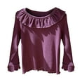 thumbnail image 1 of Kiijoy Girls Long Sleeve Ruffle T Shirt Solid Soft Casual T Shirt Undershirt, Sizes 6-7, 1 of 2